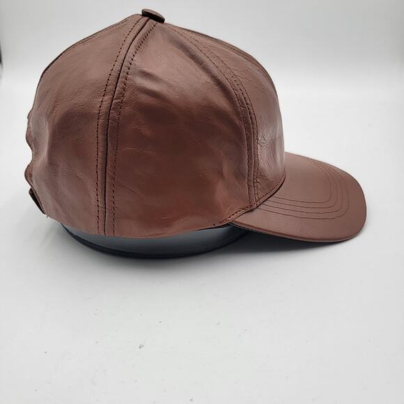 Genuine Leather Hat Cap Strap Back Brown USA Made One Size Mens Classic - Picture 5 of 9